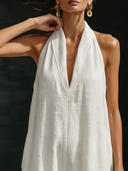 FLASH SALE - Cotton Linen Halter Jumpsuit | Free Delivery