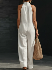 FLASH SALE - Cotton Linen Halter Jumpsuit | Free Delivery