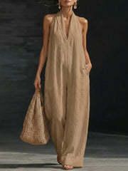 FLASH SALE - Cotton Linen Halter Jumpsuit | Free Delivery
