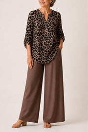 FLASH SALE - Printed Loose Top & Wide-Leg Pants Set | Free Delivery