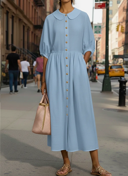 FLASH SALE - Peter Pan Collar Midi Dress | Free Delivery