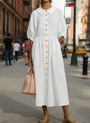 FLASH SALE - Peter Pan Collar Midi Dress | Free Delivery