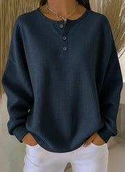 FLASH SALE - Waffle Knit Button Pullover | Free Delivery