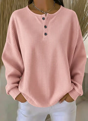 FLASH SALE - Waffle Knit Button Pullover | Free Delivery
